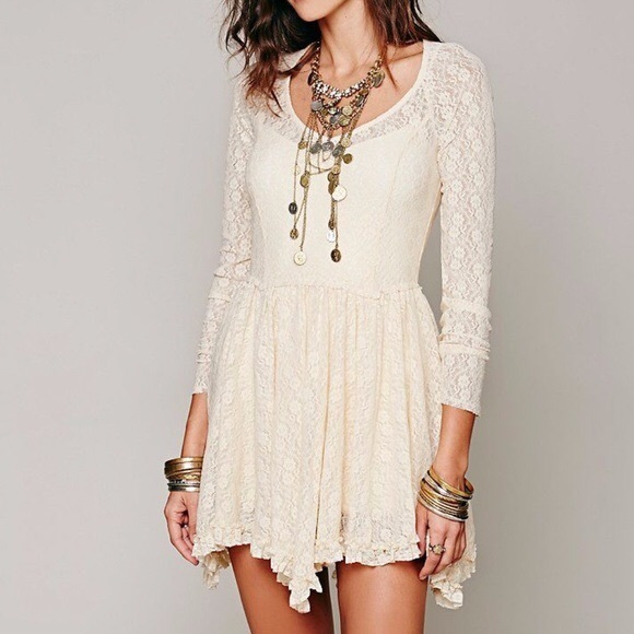 Free People Dresses & Skirts - Free People Lace Cream Slip Dress